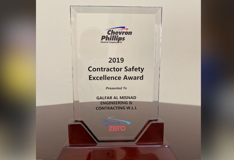 Galfar Al Misnad receives Chevron Philips Contractor Safety Excellence Award 2019